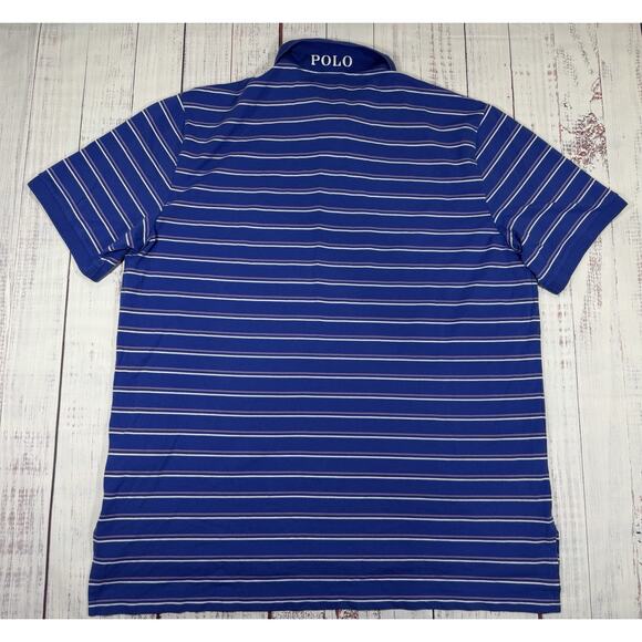 Vintage Polo Ralph Lauren Golf Polo Shirt Men's Size XL Short Sleeve Blue Stripe - Picture 2 of 8